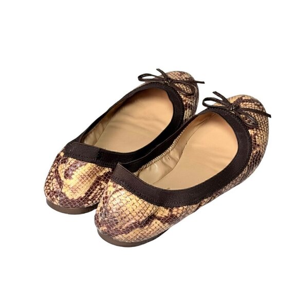 Report Brown Snake Print Leather Ballet Flats Women's Sz. 10 Animal Print - Picture 10 of 12